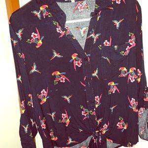 Button Down, Tie Front, Hawaiian Shirt 🦜🌺